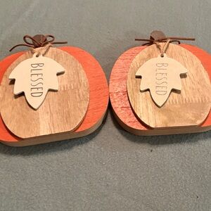 2 Rustic Orange and Brown 'Blessed' Wall Decor Set